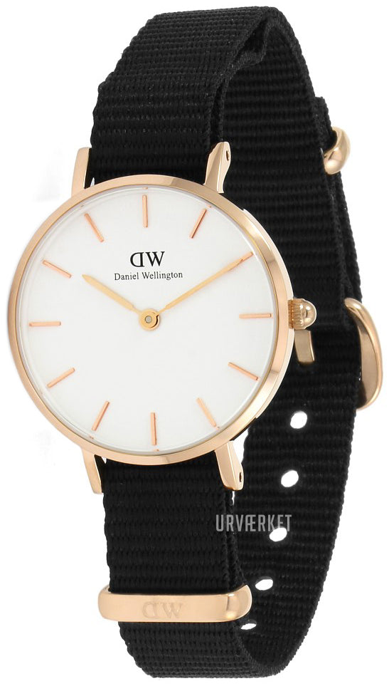 Daniel Wellington Classic Petite Cornwall White Dial Black NATO Strap Watch For Women - DW00100251