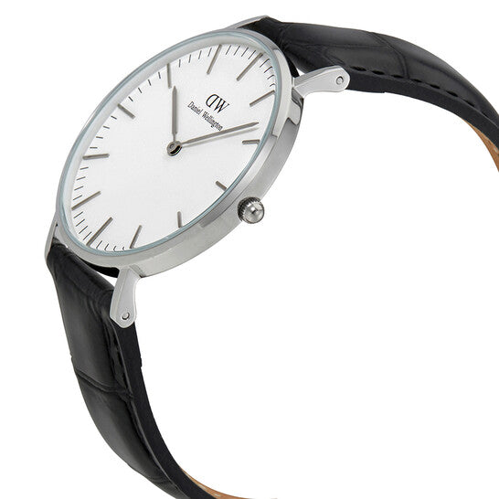 Daniel Wellington Classic Reading White Dial Black Leather Strap Watch For Women - DW00100058