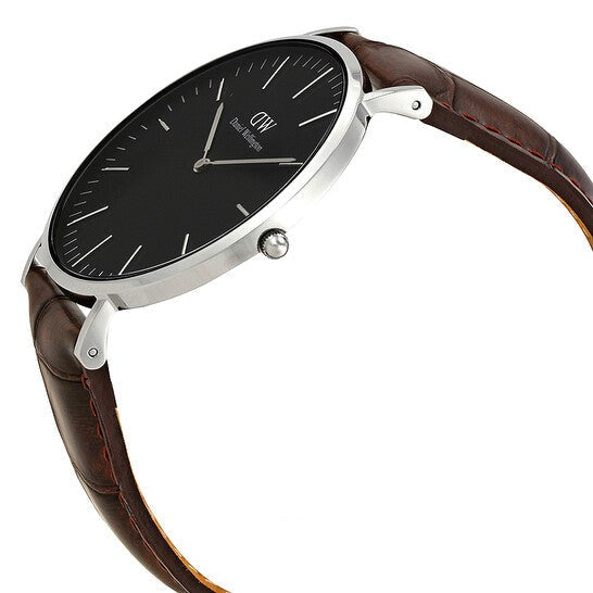 Daniel Wellington Classic York Black Dial Brown Leather Strap Watch For Men - DW00100134