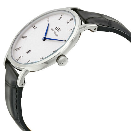 Daniel Wellington Dapper Reading White Dial Black Leather Strap Watch For Men - DW00100108