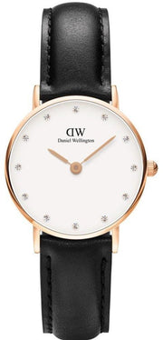  Shop Authentic Daniel Wellington Classy Sheffield White Dial Black Leather Strap Watch For Women - DW00100060 - Luxxuri
