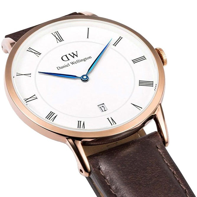  Shop Authentic Daniel Wellington Dapper Bristol White Dial Brown Leather Strap Watch For Men - DW00100086 - Luxxuri
