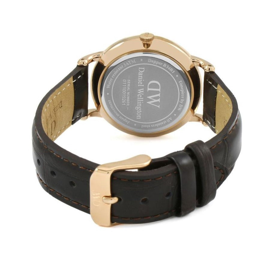 Daniel Wellington Dapper York White Dial Brown Leather Strap Watch For Women - DW00100093