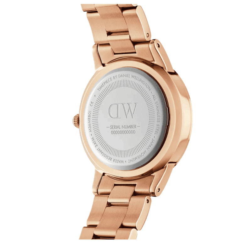 Daniel Wellington Iconic Link Black Dial Rose Gold Steel Strap Watch For Men - DW00100344