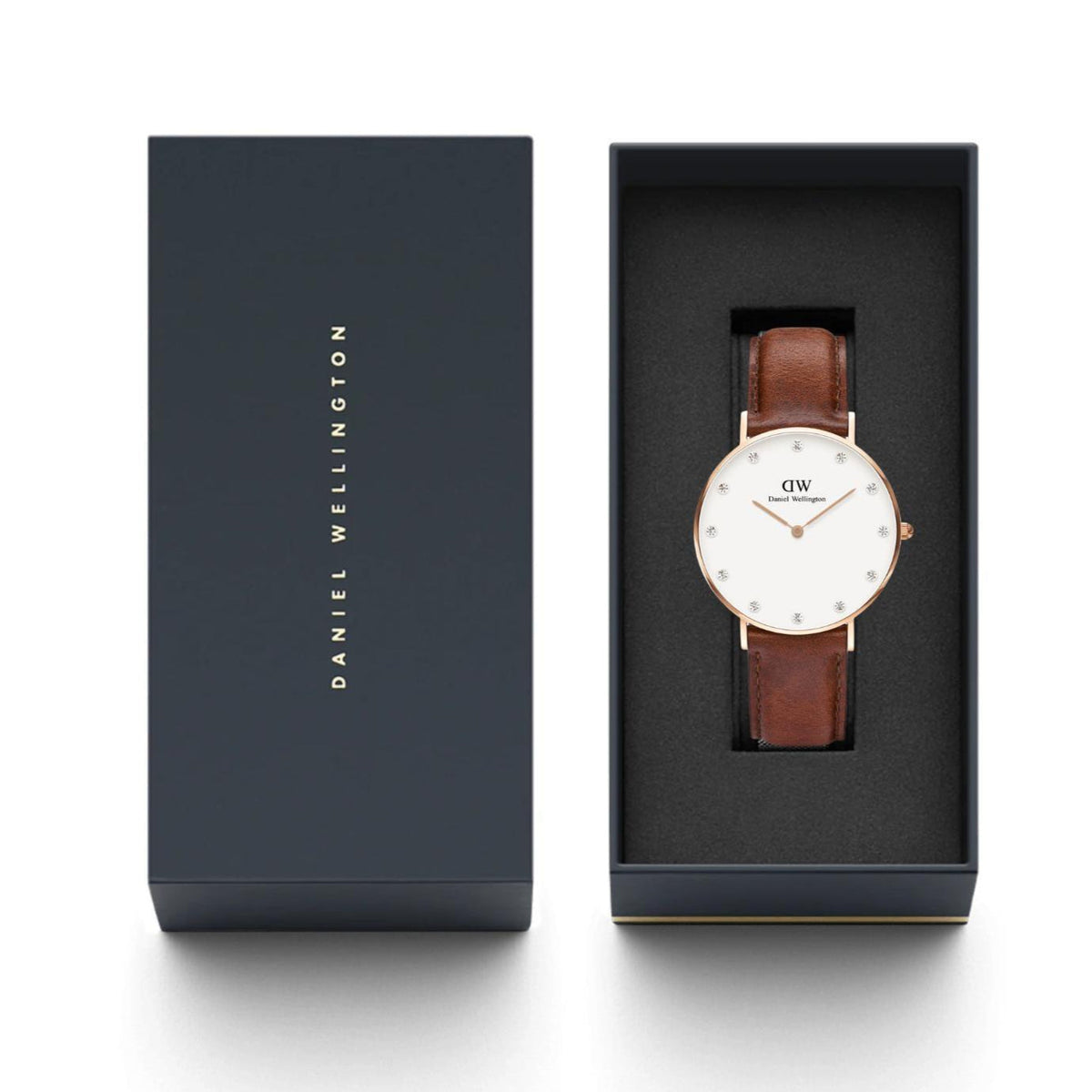 Daniel Wellington Classy St Mawes White Dial Brown Leather Strap Watch For Women - DW00100075
