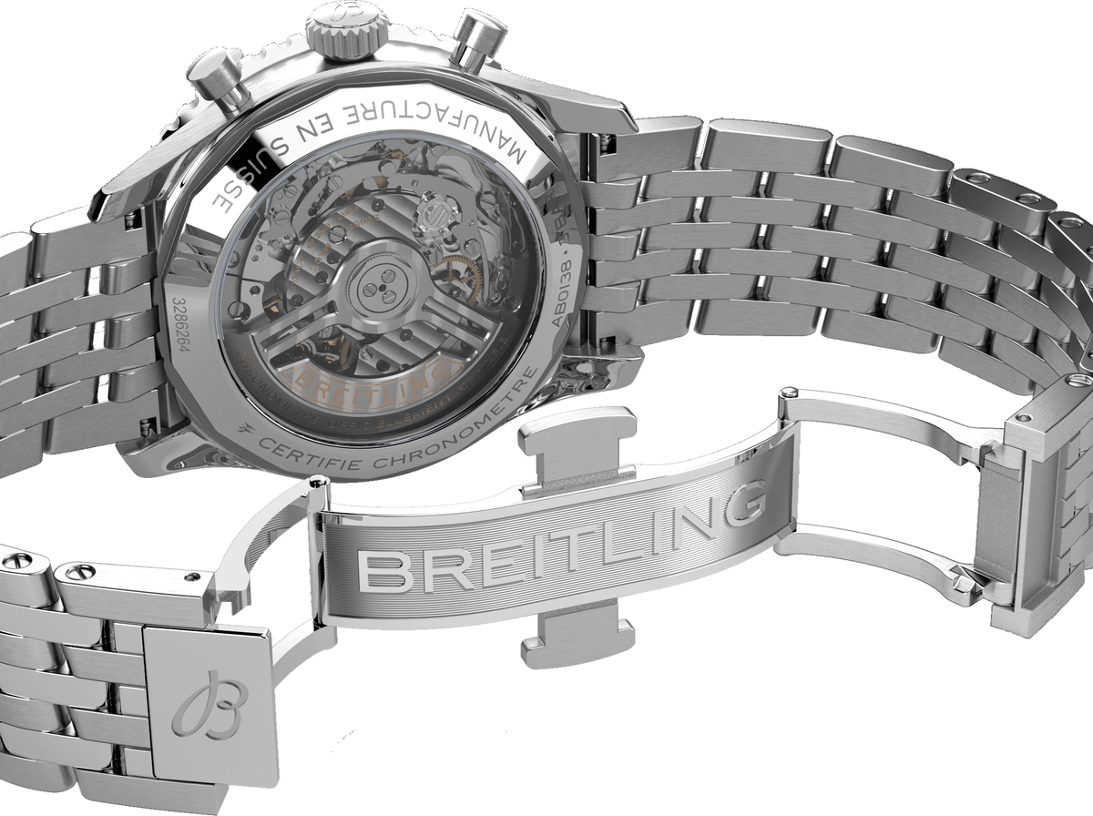 Breitling Navitimer B01 Chronograph 43 Black Dial Silver Steel Strap Watch for Men - AB0138211B1A1