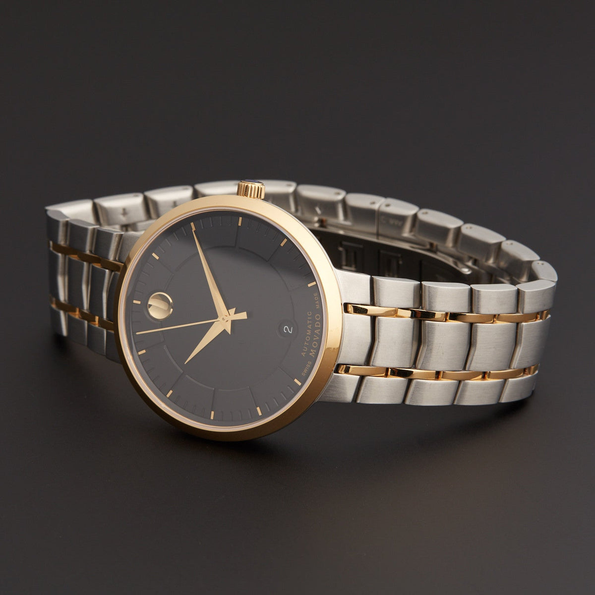Movado 1881 Automatic Black Dial Two Tone Steel Strap Watch For Men - 0606916
