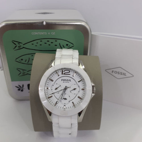 Fossil Ceramic White Dial White Ceramic Strap Watch for Women - CE1002