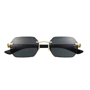 Cartier Allongé de Motif Men Rimless Grey Wood Temples Grey Sunglasses