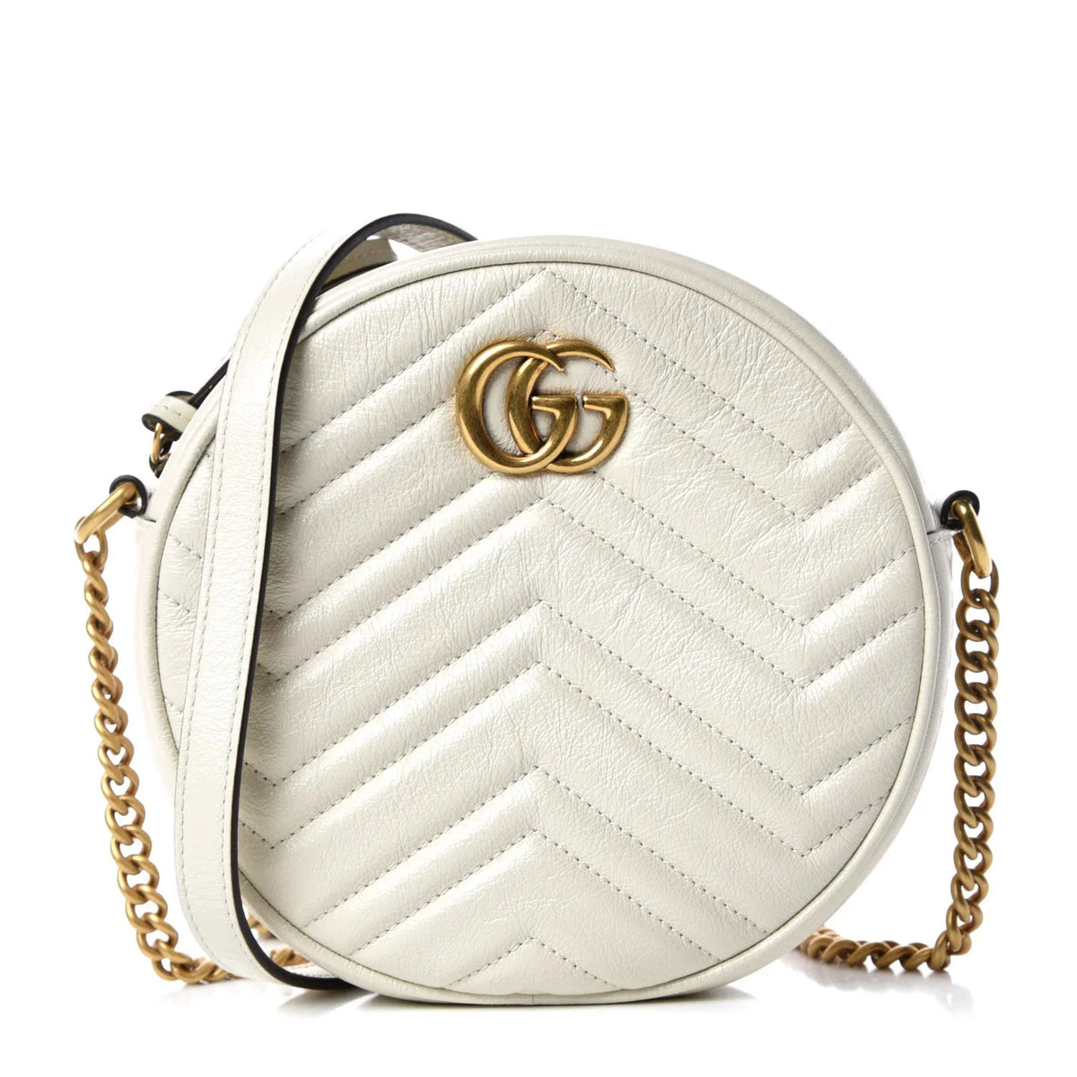Gucci Azalea Marmont Round Shoulder Bag – White