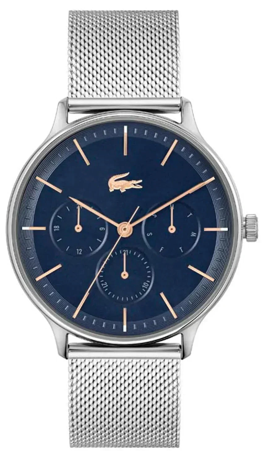 Lacoste Club Multifunction Blue Dial Silver Mesh Strap Watch for Men - 2011228