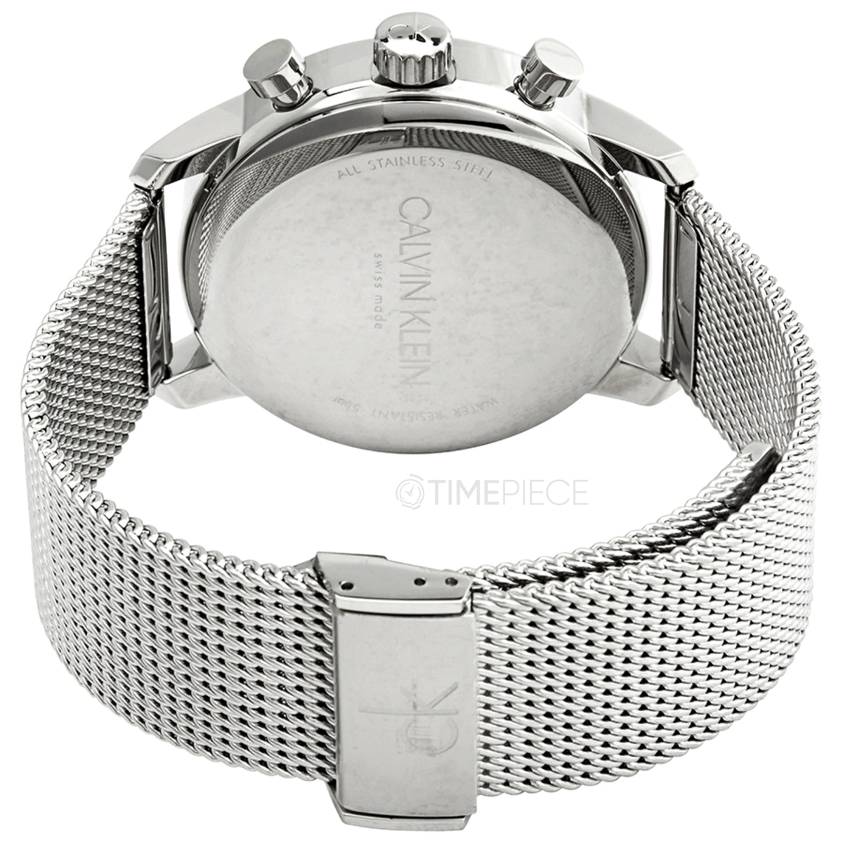 Calvin Klein City Chronograph White Dial Silver Mesh Bracelet Watch for Men - K2G27126