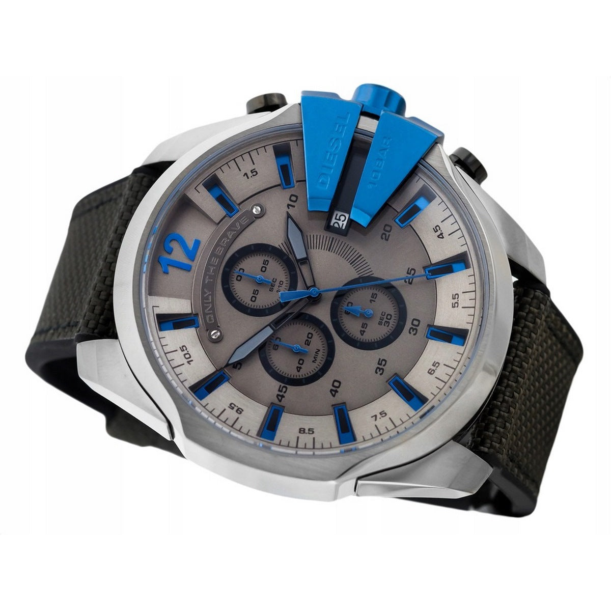 Diesel Mega Chief Chronograph Black Dial Black Nylon Strap Watch For Men - DZ4500