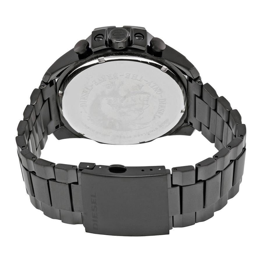 Diesel Mega Chief Chronograph Black Dial Black Steel Strap Watch For Men - DZ4318