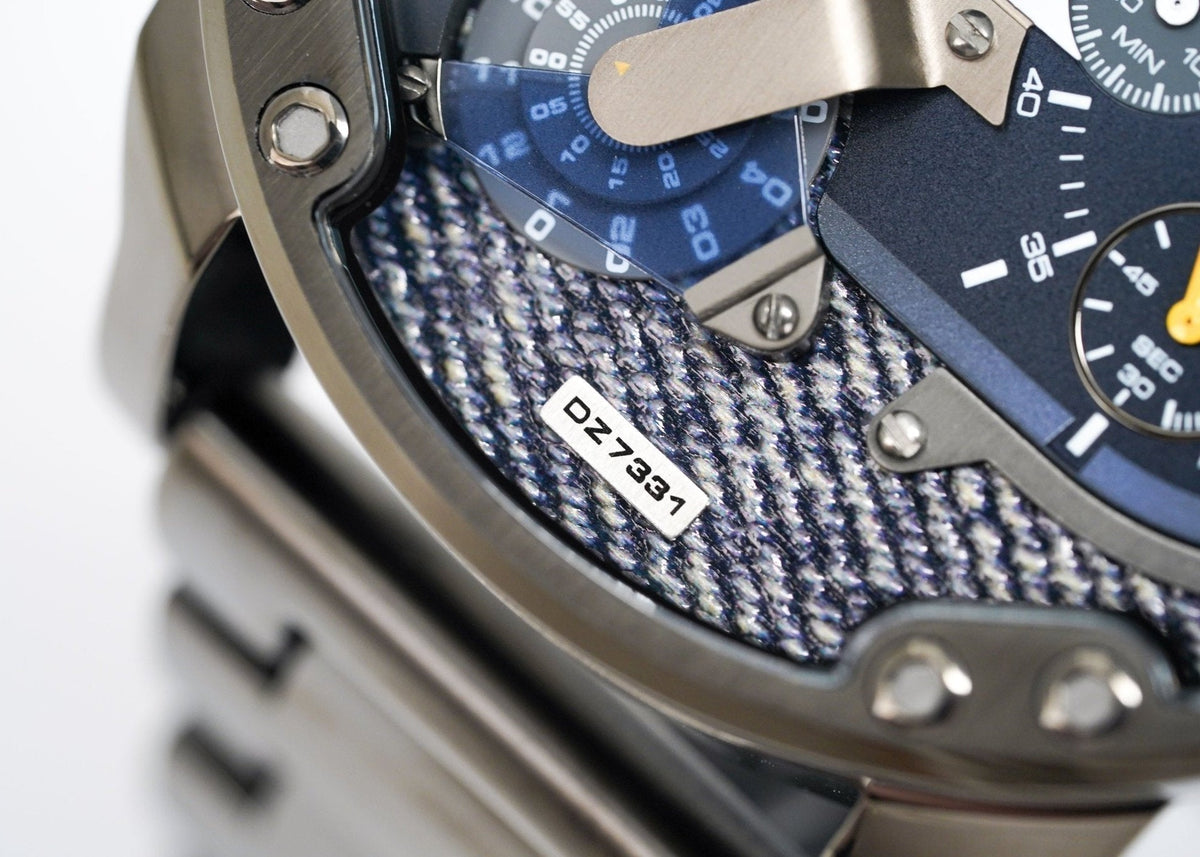 Diesel Big Daddy 2.0 Chronograph Blue Dial Grey Steel Strap Watch For Men - DZ7331