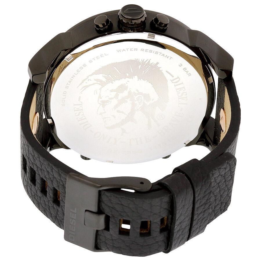 Diesel Mr Daddy 2.0 Chronograph Black Dial Black Leather Strap Watch For Men - DZ7350