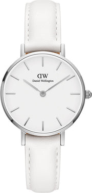 Daniel Wellington Petite Bondi White Dial White Leather Strap Watch For Women - DW00100250