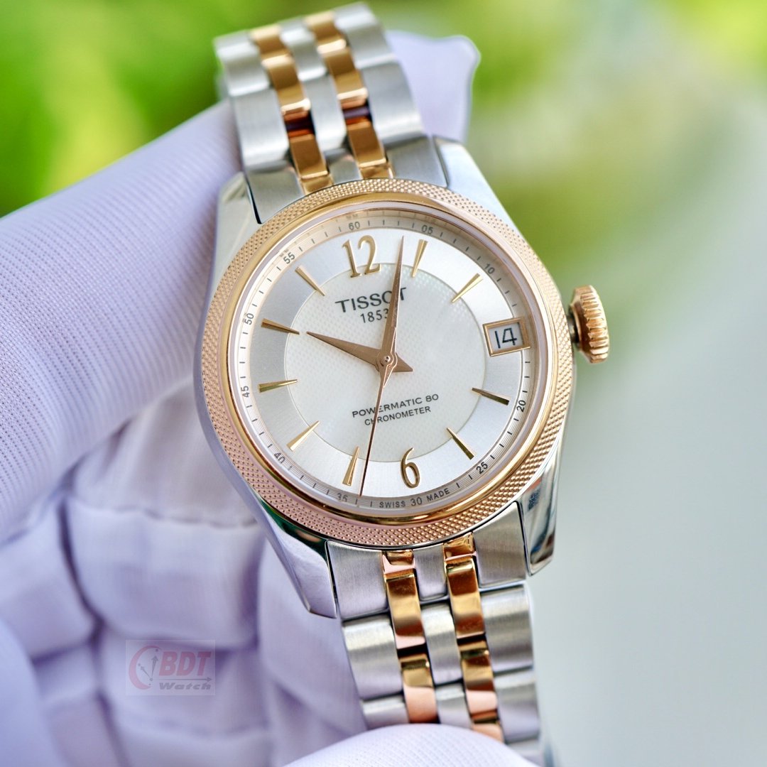 Tissot Ballade Powermatic 80 Mother of Pearl Silver Dial Two Tone Steel Strap Watch For Women - T108.208.22.117.00