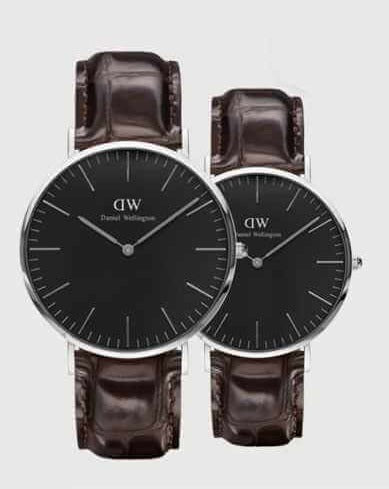 Daniel Wellington Classic York Black Dial Brown Leather Strap Watch For Men - DW00100134