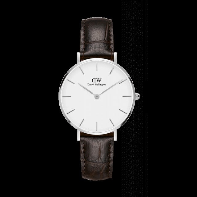 Daniel Wellington Classic Petite York White Dial Black Leather Strap Watch For Women - DW00100188