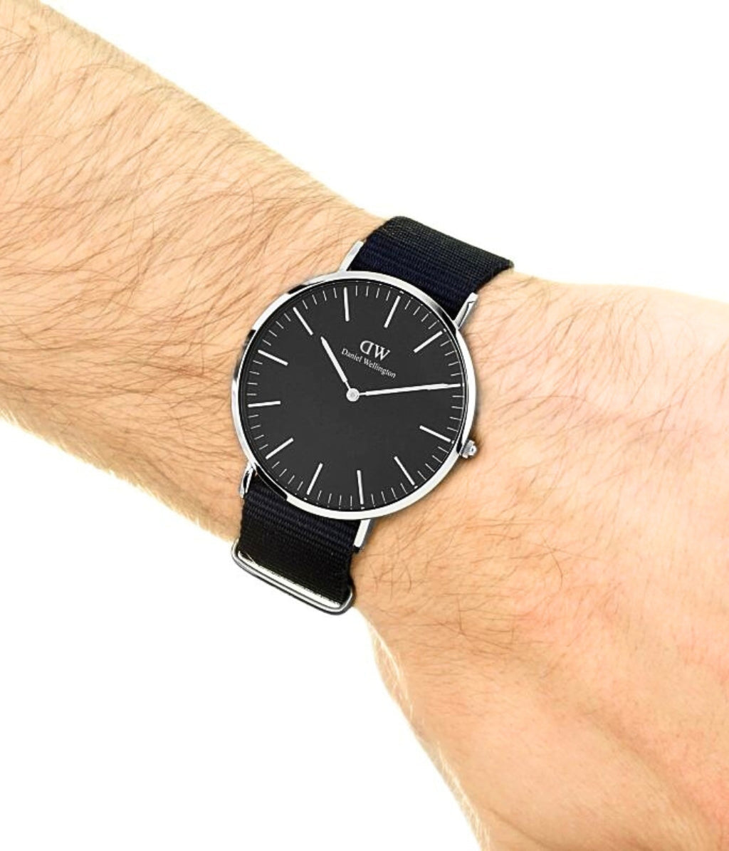 Daniel Wellington Classic Bayswater Black Dial Black NATO Strap Watch For Men - DW00100278