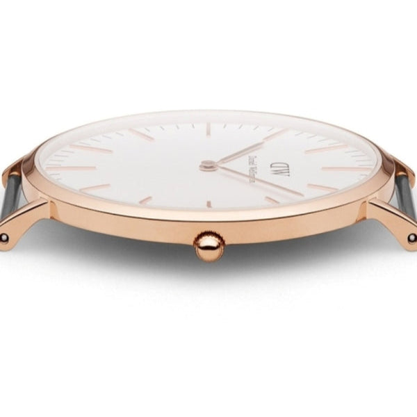 Daniel Wellington Classic Sheffield White Dial Black Leather Strap Watch For Men - DW00100007