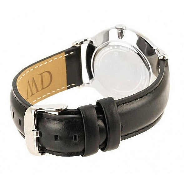 Daniel Wellington Dapper Sheffield White Dial Black Leather Strap Watch For Men - DW00100088