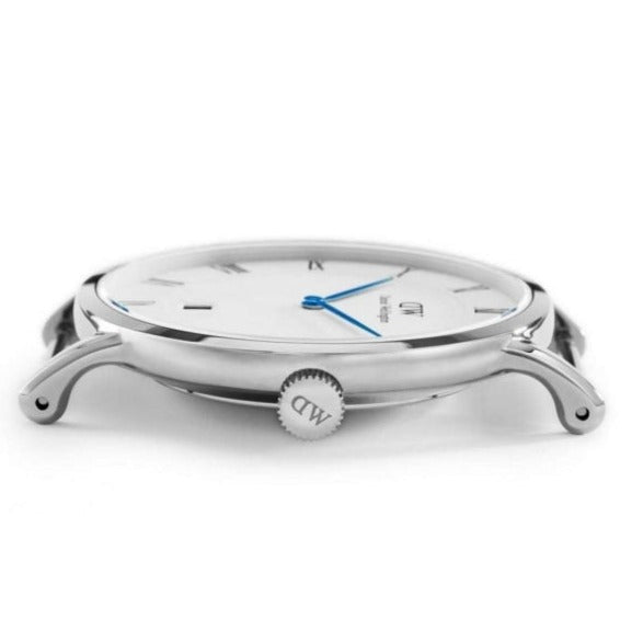 Daniel Wellington Dapper Reading White Dial Black Leather Strap Watch For Men - DW00100108