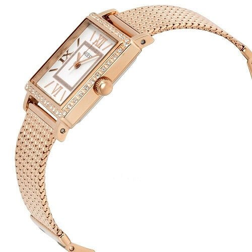 Guess Highline Off White Dial Rose Gold Stainless Steel Mesh Strap Watch For Women - W0826L3