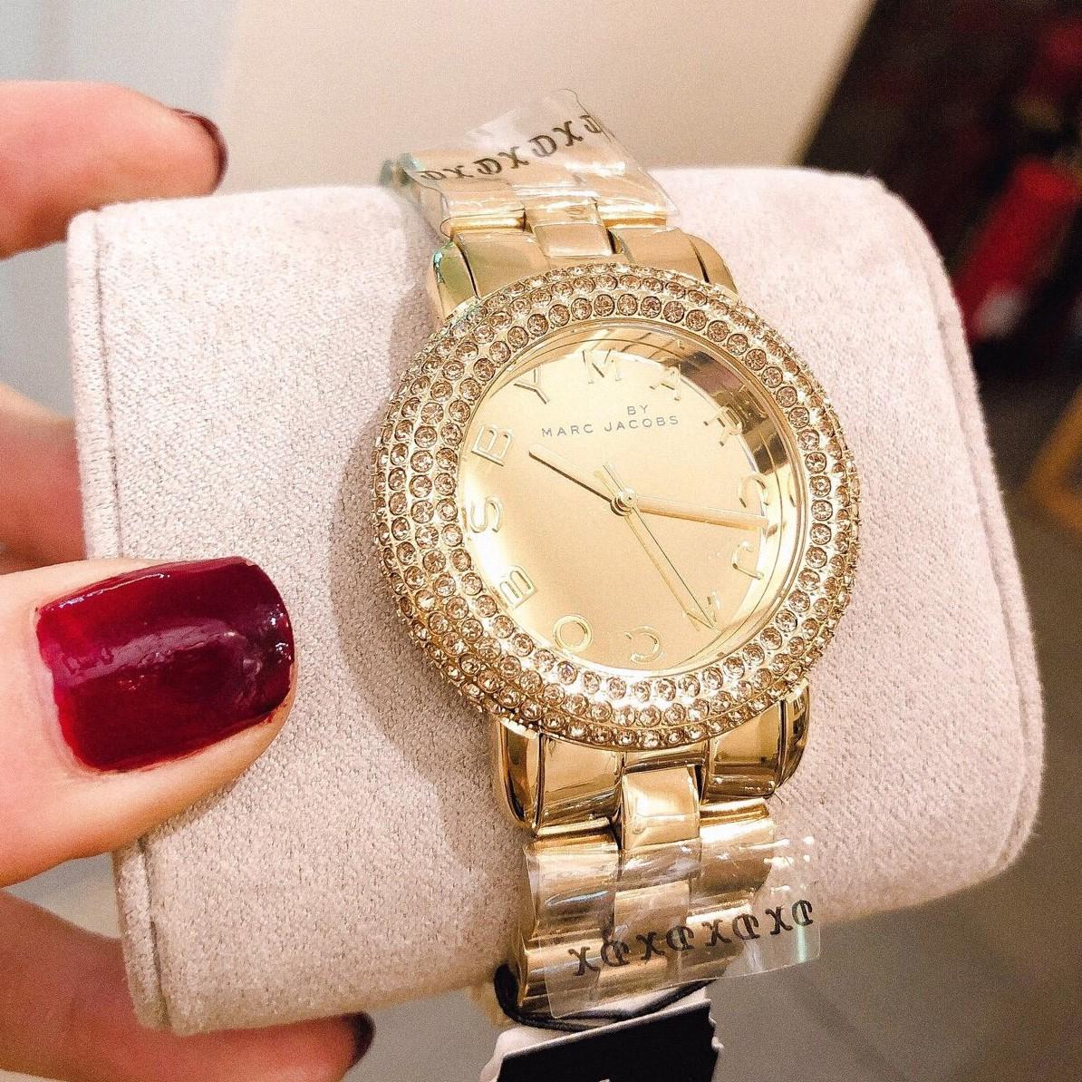 Marc Jacobs Marci Gold Dial Gold Steel Strap Watch for Women - MBM3191