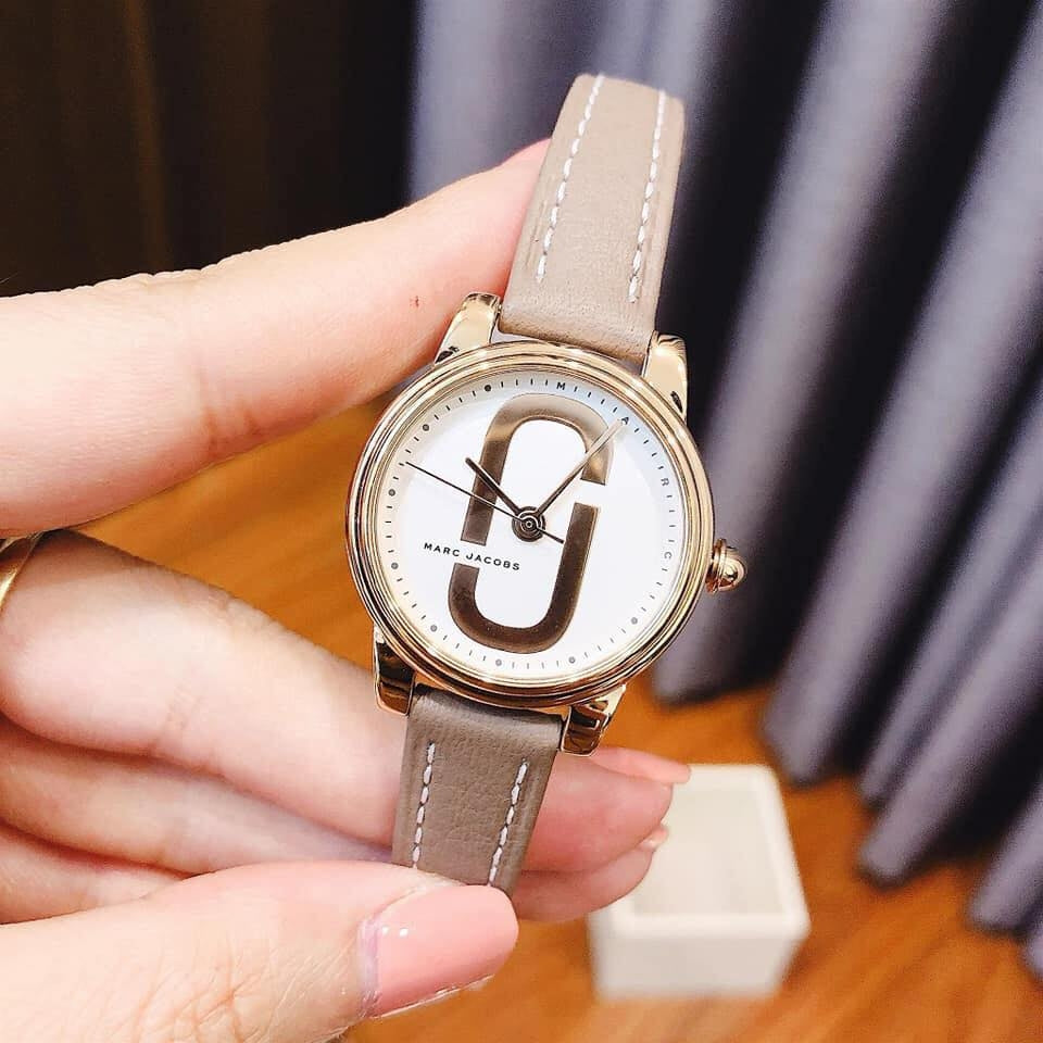 Marc Jacobs Corie White Dial Brown Leather Strap Watch for Women - MJ1581