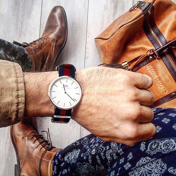 Daniel Wellington Classic Oxford White Dial Two Tone Nylon Strap Watch For Men - DW00100015