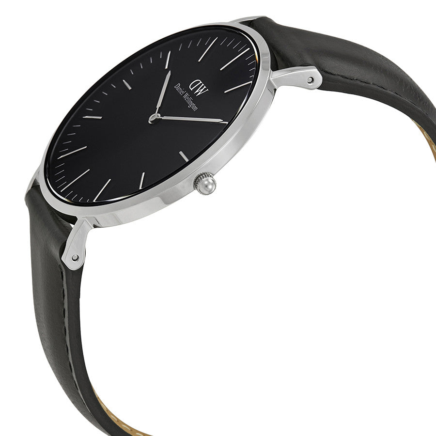 Daniel Wellington Classic Sheffield Black Dial Black Leather Strap Watch For Men - DW00100133