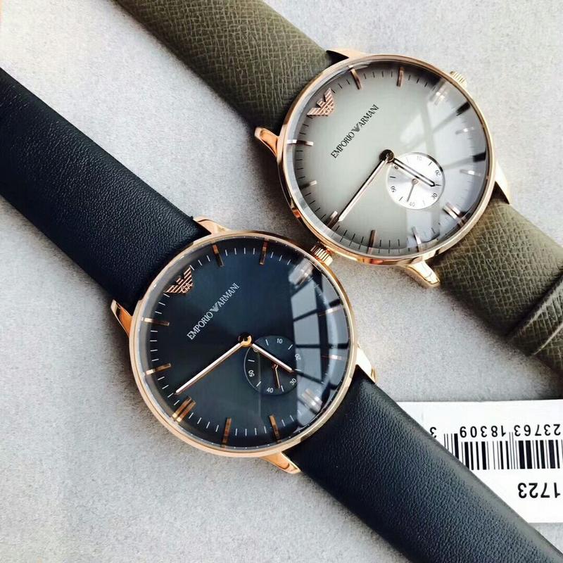 Emporio Armani Classic Quartz Blue Dial Blue Leather Strap Watch For Men  - AR2071