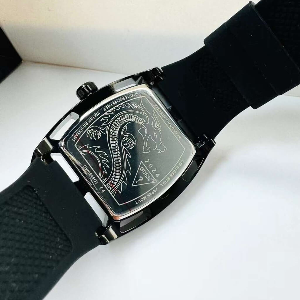 Guess Legend Analog Black Dial Black Rubber Strap Watch For Men - GW0648G1
