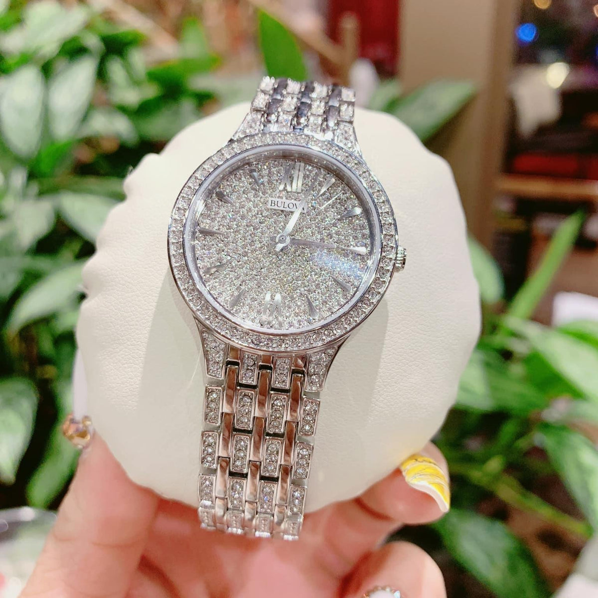 Bulova Crystal Collection Silver Dial Silver Steel Strap Watch for Women - 96L243