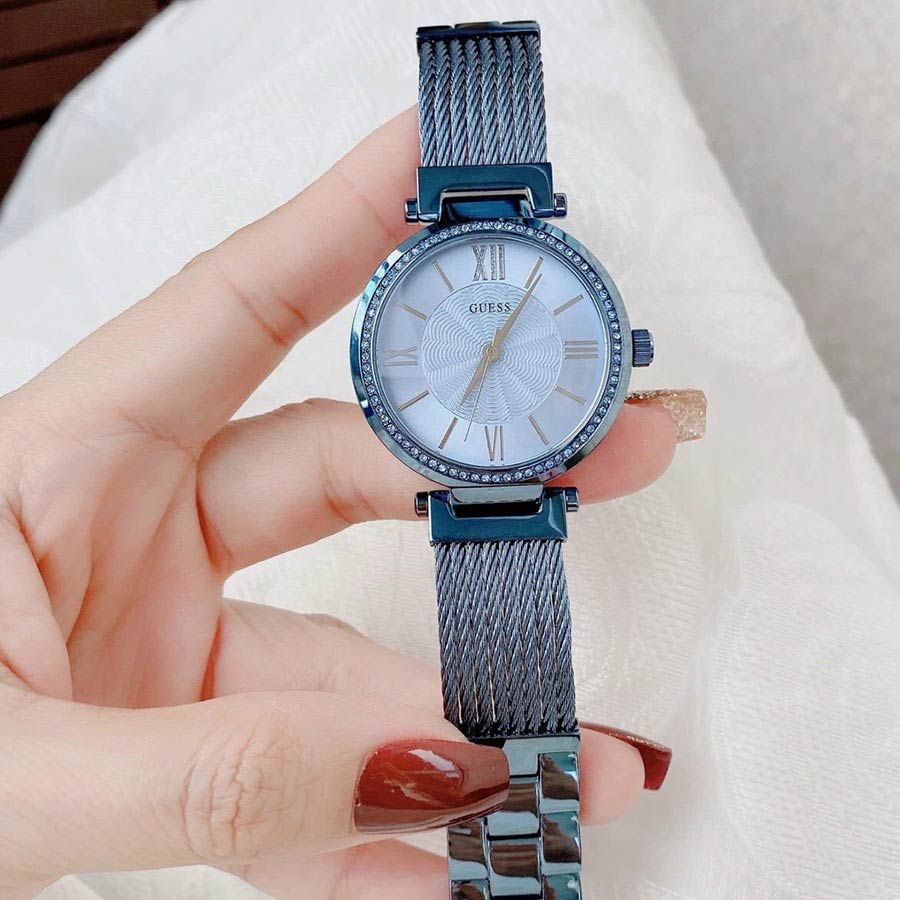 Guess Soho Diamonds Blue Dial Blue Mesh Bracelet Watch For Women - W0638L3