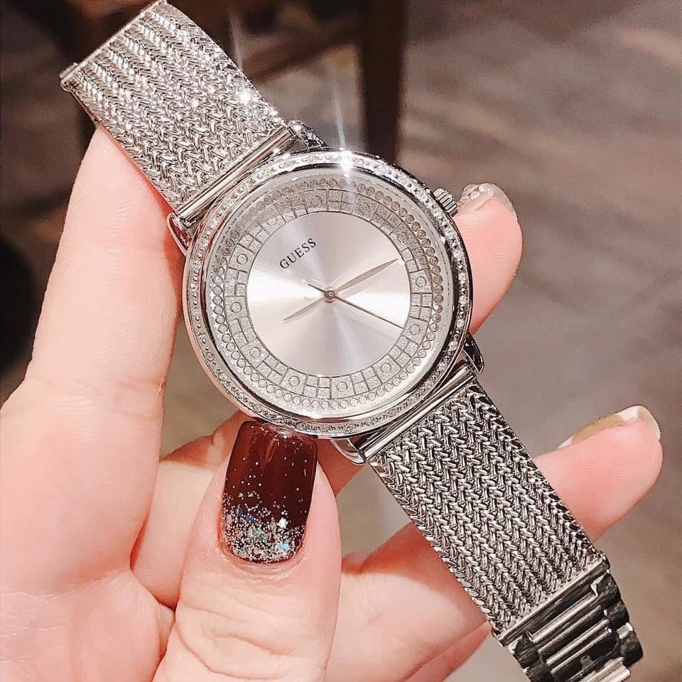 Guess Quartz Silver Dial Willow Stainless Steel Mesh Bracelet Watch For Women - W0836L2
