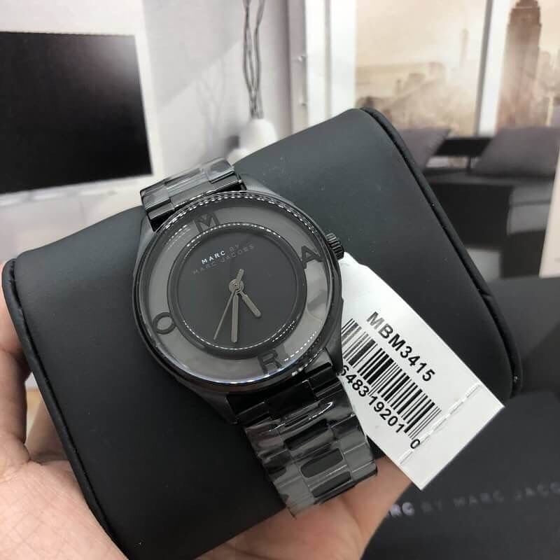 Marc Jacobs Tether Transparent Black Dial Black Steel Strap Watch for Women - MBM3415