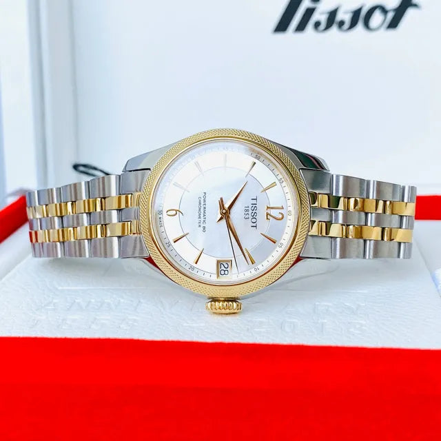 Tissot Ballade Powermatic 80 Mother of Pearl Silver Dial Two Tone Steel Strap Watch For Women - T108.208.22.117.00