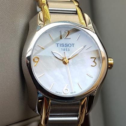 Tissot T Wave Mother of Pearl Dial Two Tone Steel Strap Watch for Women - T023.210.22.117.00