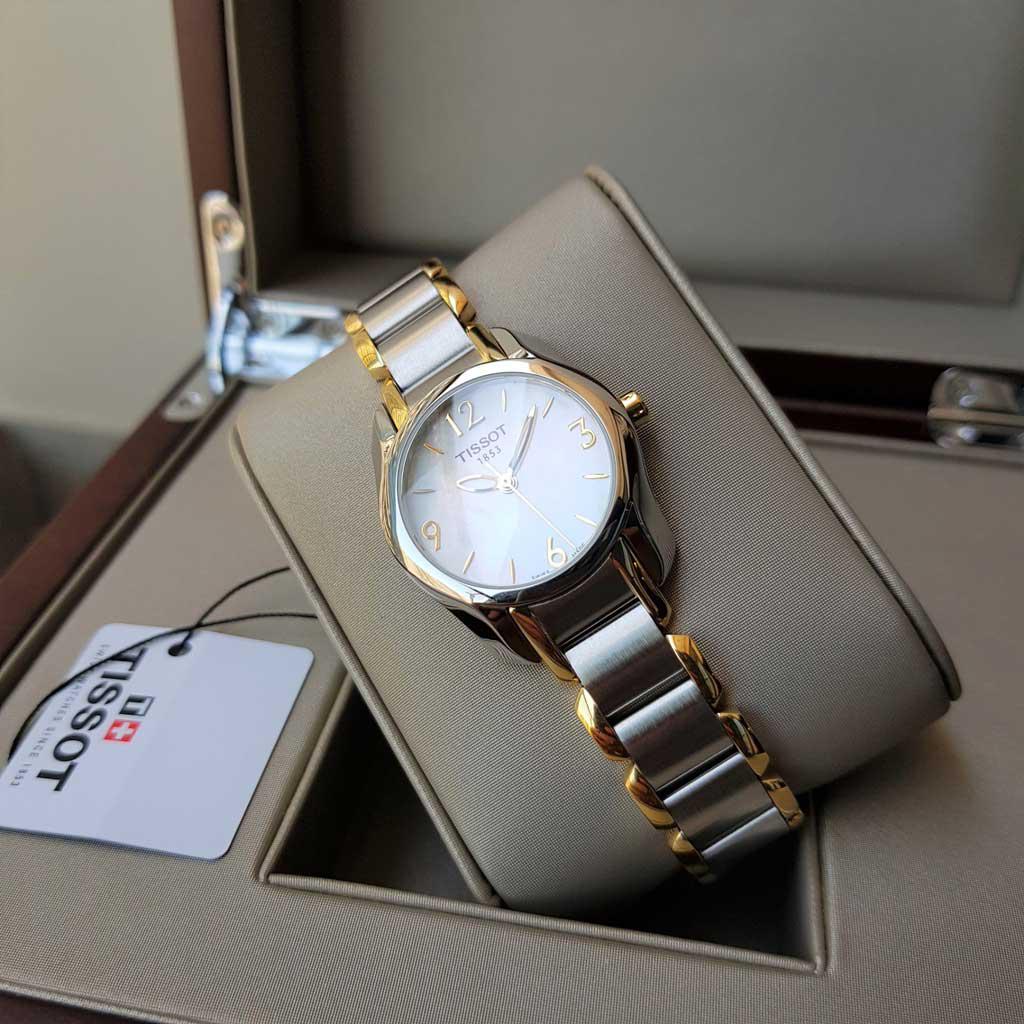 Tissot T Wave Mother of Pearl Dial Two Tone Steel Strap Watch for Women - T023.210.22.117.00