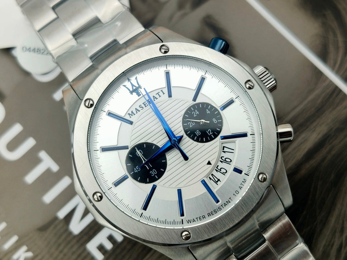 Maserati Circuito Chronograph Silver Dial Silver Steel Strap Watch For Men - R8873627005