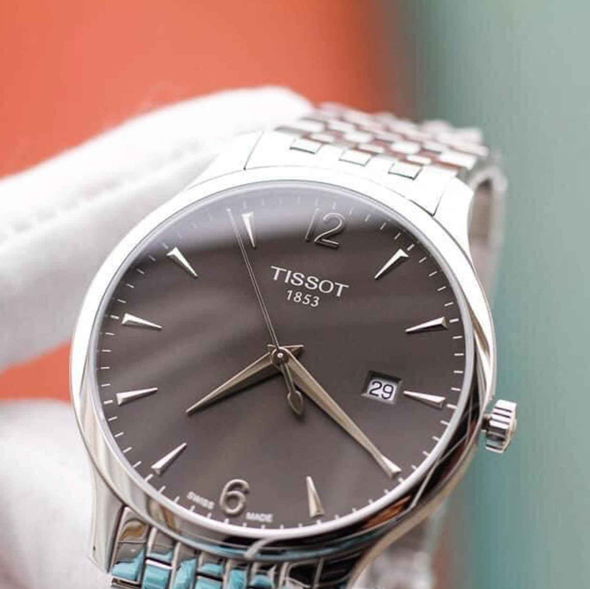 Tissot T Classic Tradition Grey Dial Silver Steel Strap Watch For Men - T063.610.11.067.00
