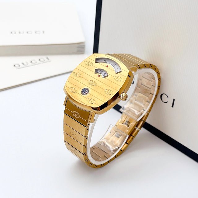 Gucci Grip Yellow Gold Dial Yellow Gold Steel Strap Unisex Watch -  YA157403