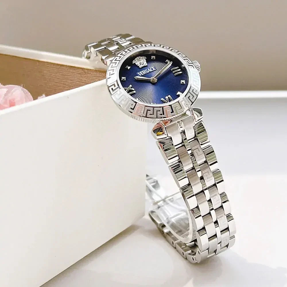 Versace Daphnis Analog Blue Dial Silver Steel Strap Watch for Women - VEOCA0124
