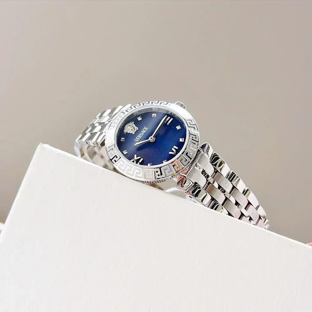 Versace Daphnis Analog Blue Dial Silver Steel Strap Watch for Women - VEOCA0124