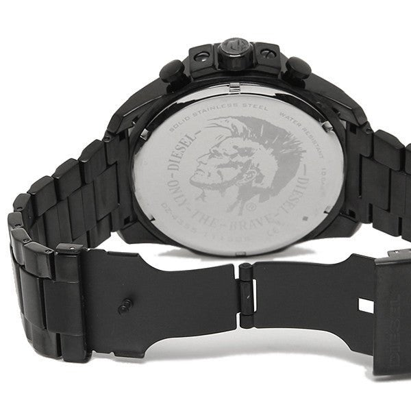 Diesel Mega Chief Chronograph Black Dial Black Steel Strap Watch For Men - DZ4355