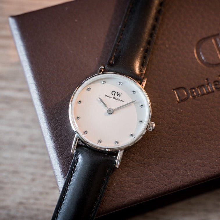 Daniel Wellington Classy Sheffield White Dial Black Leather Strap Watch For Women - DW00100068