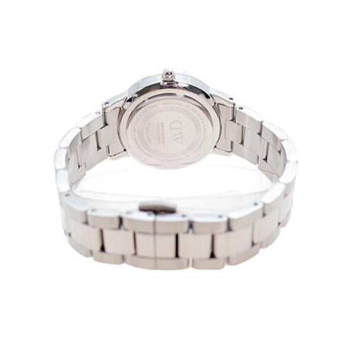 Daniel Wellington Iconic Link Black Dial Silver Steel Strap Watch For Women - DW00100206